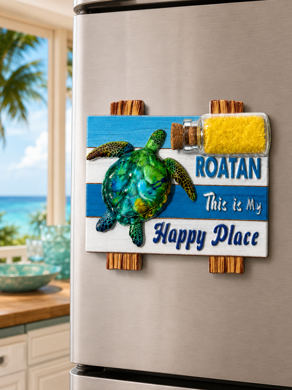 Roatan “This Is My Happy Place” Sea Turtle Magnet