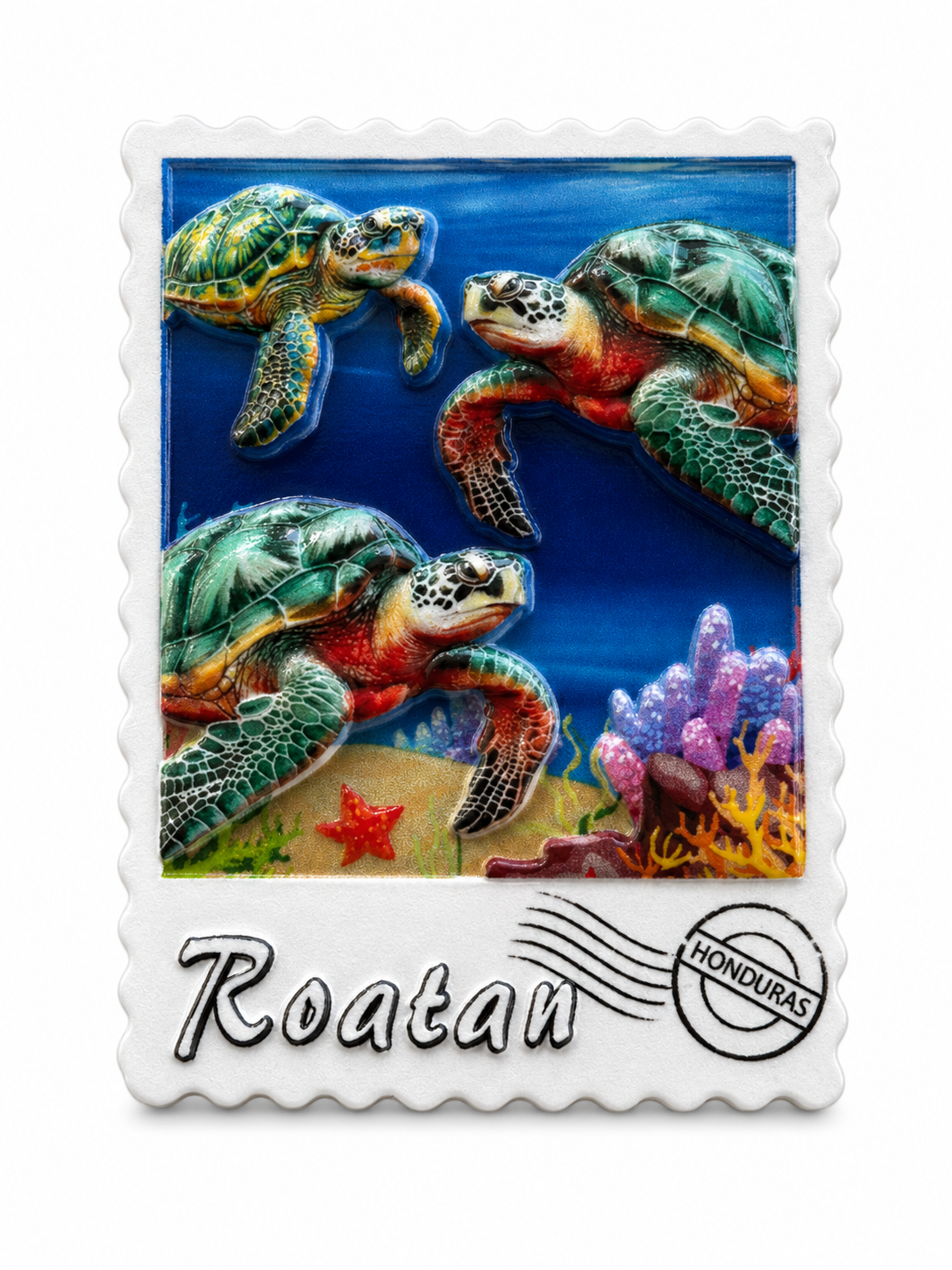 Roatan Sea Turtle Postcard Magnet