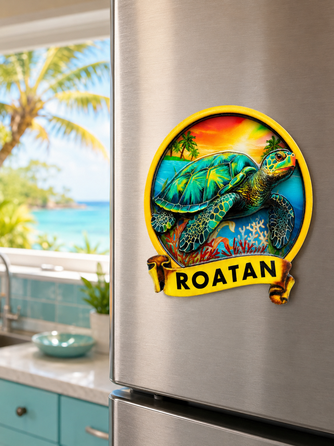 Roatan Tropical Sea Turtle Magnet