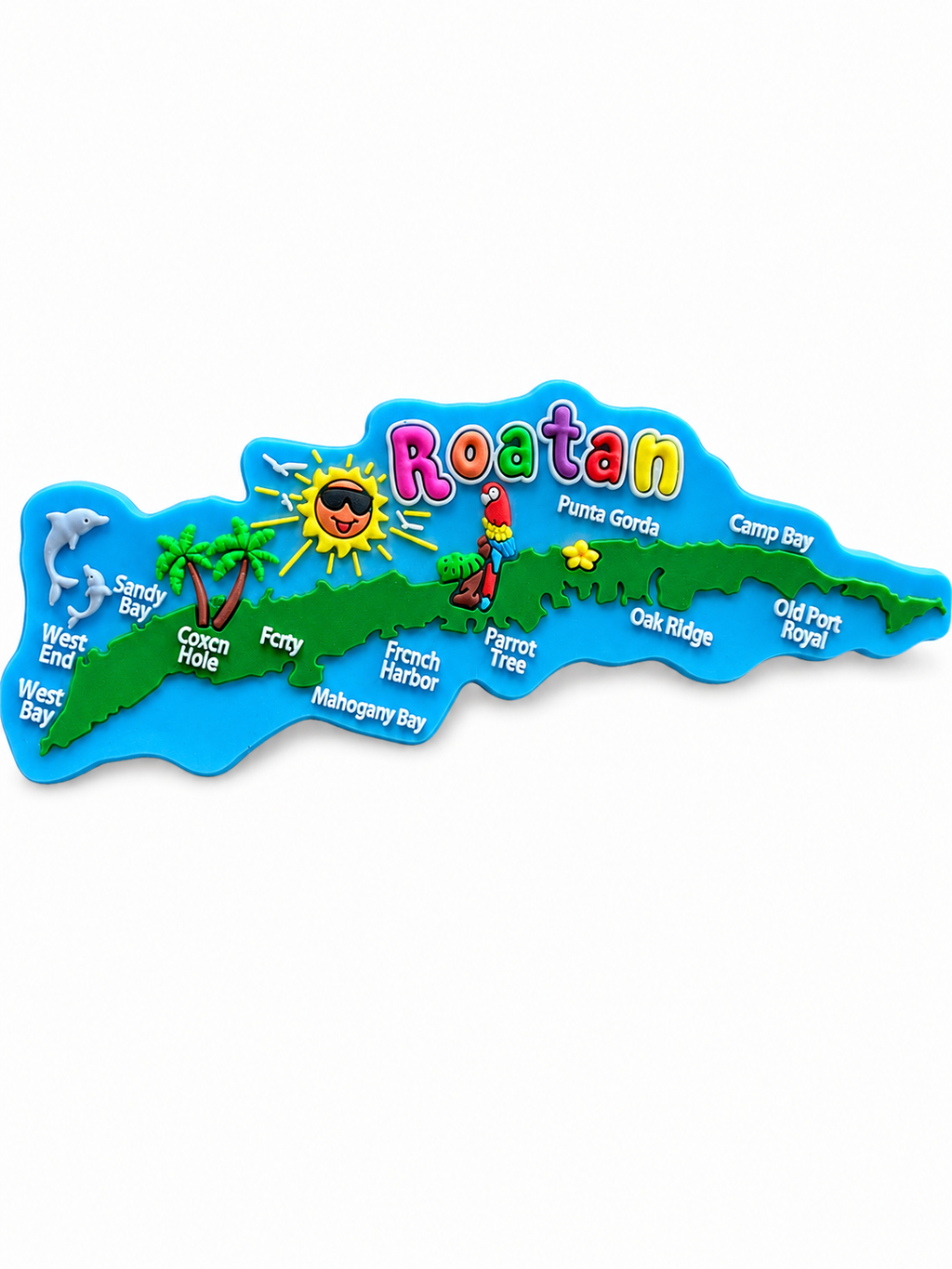 Roatan Island Map Souvenir Magnet