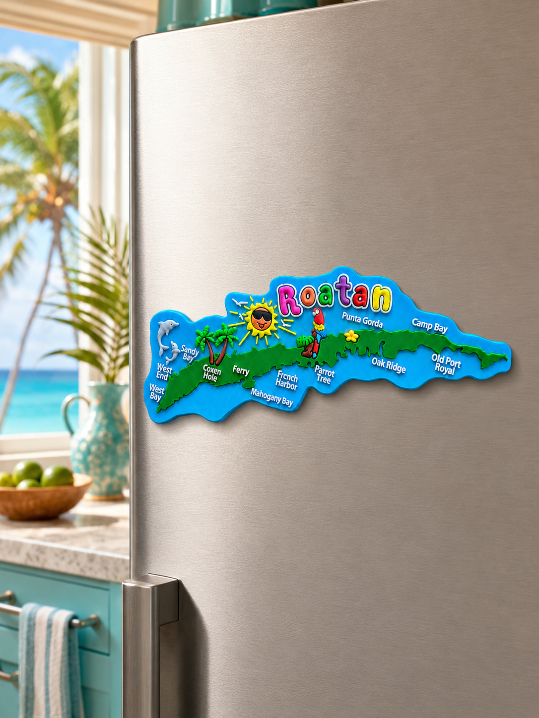 Roatan Island Map Souvenir Magnet
