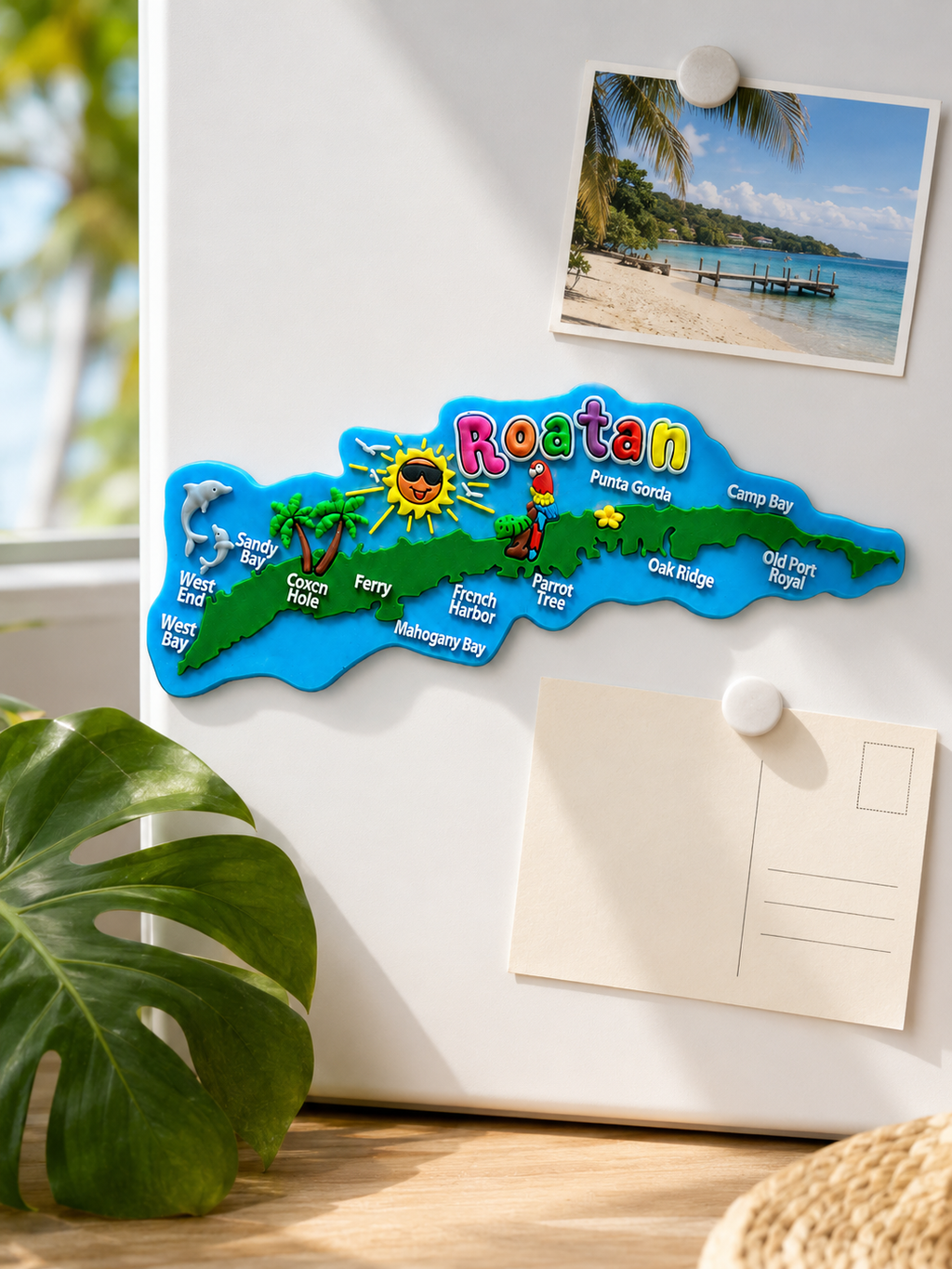 Roatan Island Map Souvenir Magnet