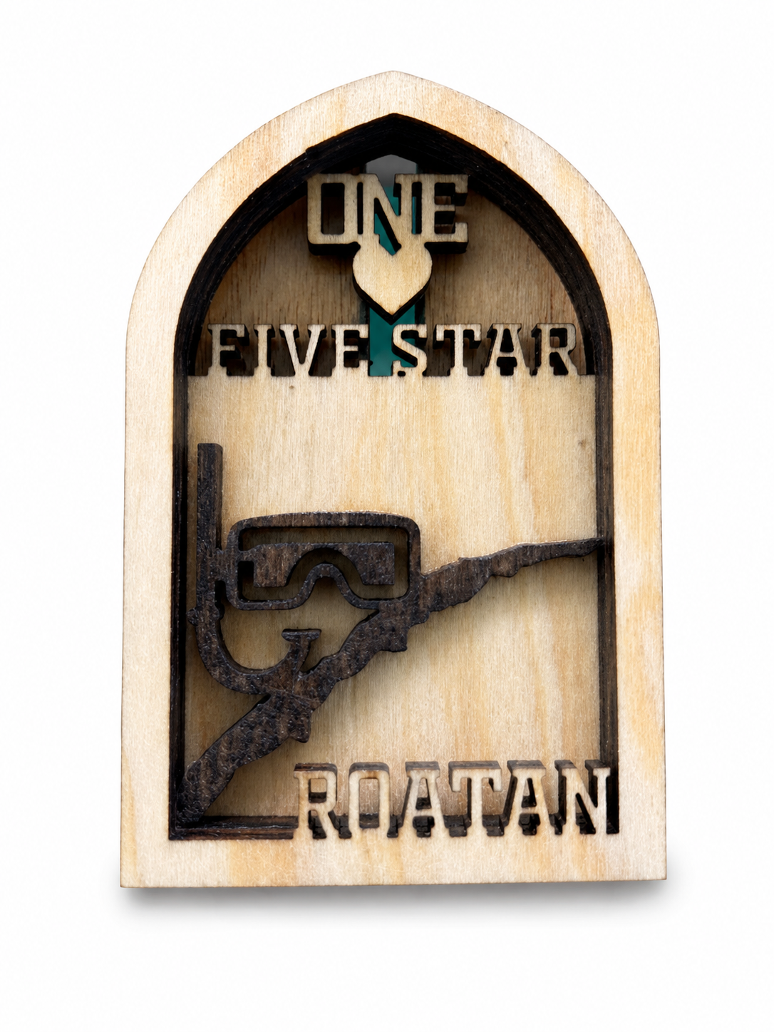 Roatan Wooden Snorkeler Souvenir Magnet