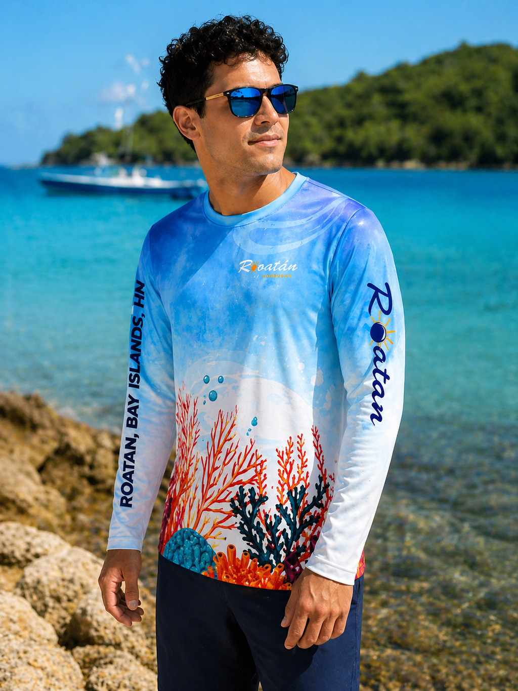 Long sleeve t-shirt - Roatan Reef Light Blues