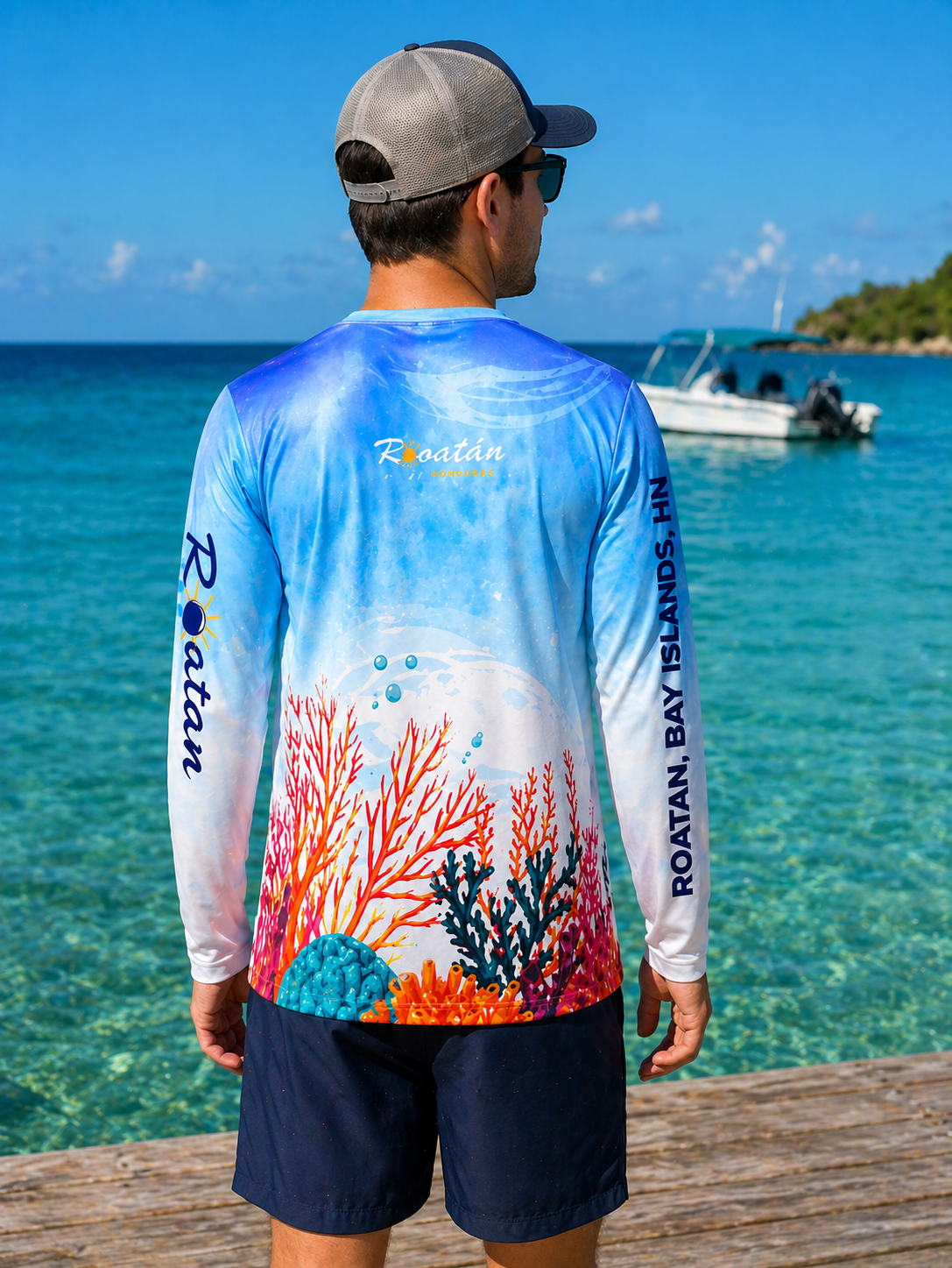 Long sleeve t-shirt - Roatan Reef Light Blues
