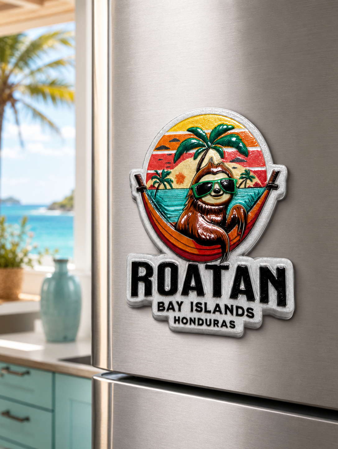 Roatan Hammock Sloth Souvenir Magnet