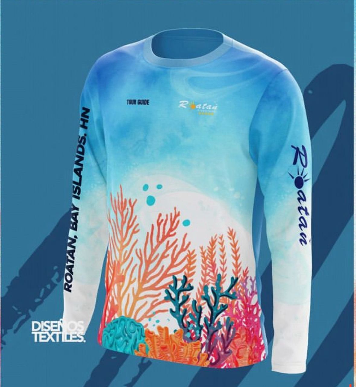 Long sleeve t-shirt - Roatan Reef Light Blues