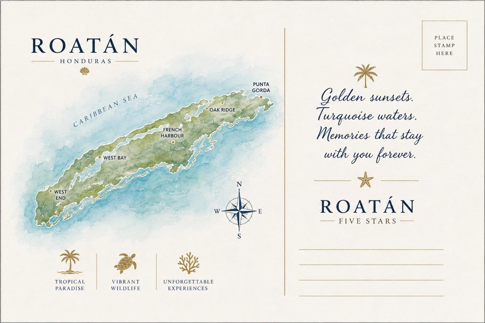 Roatan Paradise Scenic Souvenir Postcard